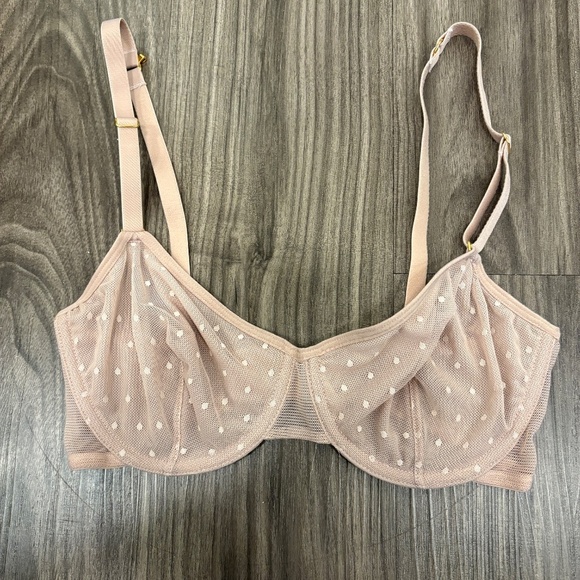 LIVELY Womens The Dot Mesh Underwire Unlined Bra Light Purple Polka Dots 32D - Picture 4 of 8